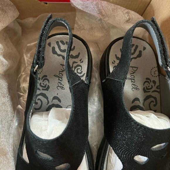 NWT PROPET Gabbie Black Size 6X(2E) Sandals Slingback Extra Cushioned Open Toe - Picture 8 of 12